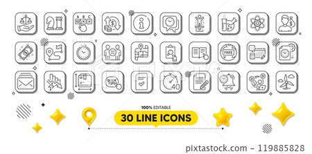 Change money, Video conference and Time management line icons pack. 3d design elements. Chess, Map, Article web icon. Winner podium, Clock, Timer pictogram. Chemistry atom, Quick tips, Salary. Vector Change money, Video conference and Time management line icons pack. 3d design elements. Chess, Map, Article web icon. Winner podium, Clock, Timer pictogram. Chemistry atom, Quick tips, Salary. Vector 119885828