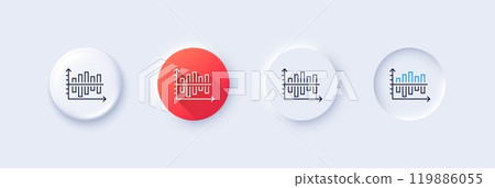 Diagram chart line icon. Neumorphic, Red gradient, 3d pin buttons. Column graph sign. Market analytics symbol. Line icons. Neumorphic buttons with outline signs. Vector Diagram chart line icon. Neumorphic, Red gradient, 3d pin buttons. Column graph sign. Market analytics symbol. Line icons. Neumorphic buttons with outline signs. Vector 119886055