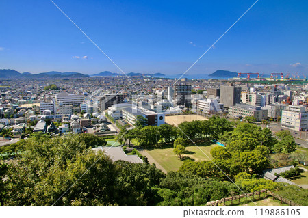 View of West Tadotsu from Marugame Castle (Marugame City, Kagawa Prefecture) 119886105