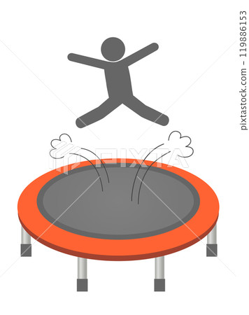 Illustration of a person jumping on a trampoline Illustration of a person jumping on a trampoline 119886153
