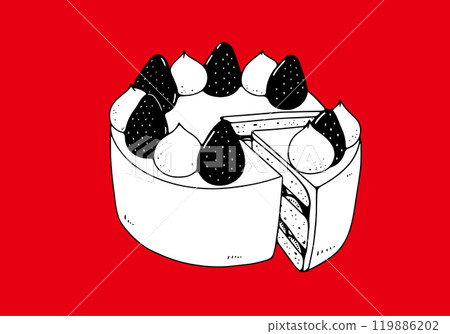 Illustration of a strawberry shortcake with a cut surface Illustration of a strawberry shortcake with a cut surface 119886202