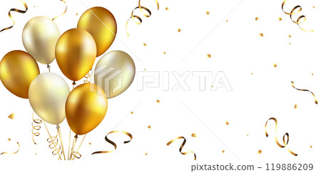 背景與金色氣球和五彩紙屑 119886209