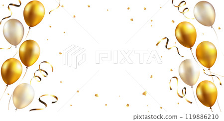 背景與金色氣球和五彩紙屑 119886210