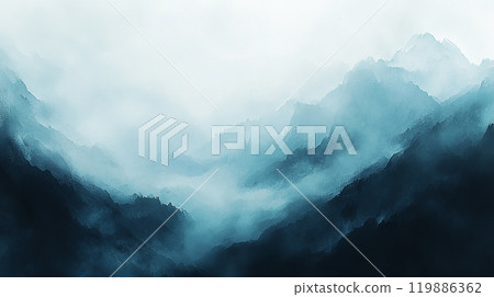 Mountains wrapped in fog 119886362
