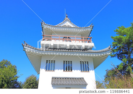 A view of the replica castle tower of Owari Ono Castle, Tokoname City, Aichi Prefecture A view of the replica castle tower of Owari Ono Castle, Tokoname City, Aichi Prefecture 119886441