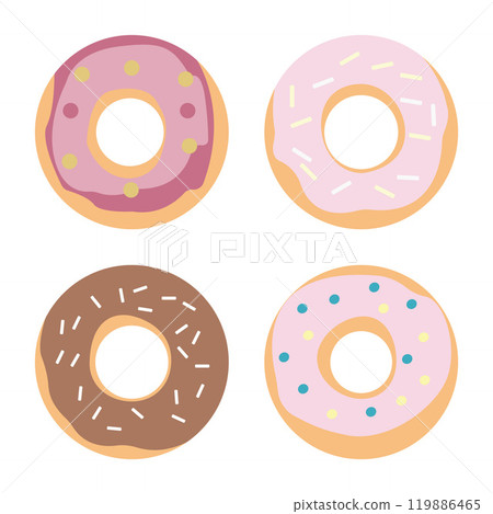 Collection of Pastel Doughnut Donut Delicious Sweet Food with Sprinkles Topping Collection of Pastel Doughnut Donut Delicious Sweet Food with Sprinkles Topping 119886465
