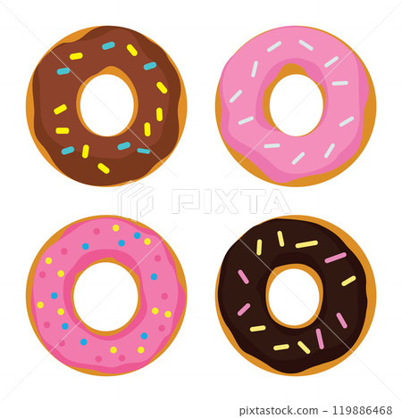 Collection of Doughnut Donut Delicious Sweet Food with Topping 119886468