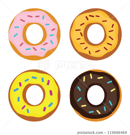 Collection of Doughnut Donut Delicious Sweet Food with Topping Collection of Doughnut Donut Delicious Sweet Food with Topping 119886469