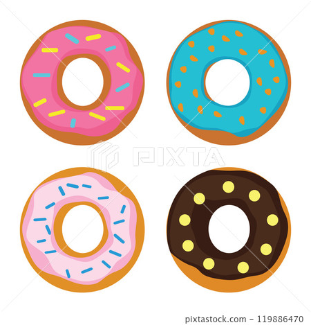 Collection of Doughnut Donut Delicious Sweet Food with Topping 119886470