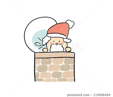 聖誕老公公把頭伸出碗裡的插圖 119886484