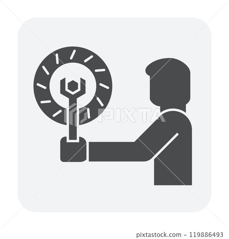 Disk brake check fix or repair vector icon. Disk brake check fix or repair vector icon. 119886493