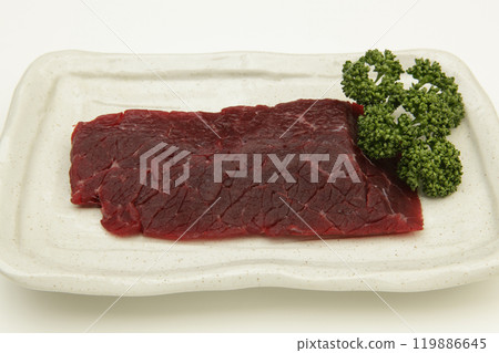 Raw fin whale meat (sashimi block) 119886645