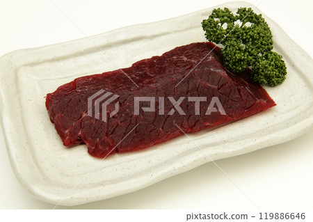 Raw fin whale meat (sashimi block) 119886646