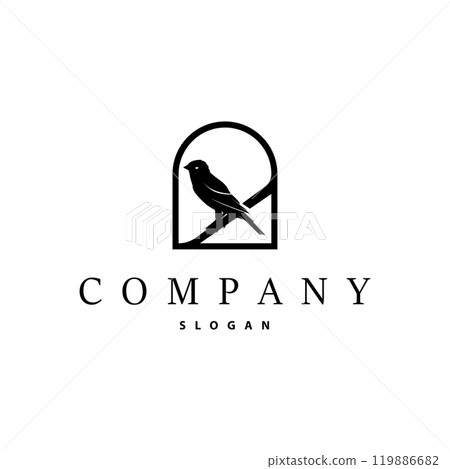 Black silhouette bird logo concept design simple vintage bird lover illustration template 119886682
