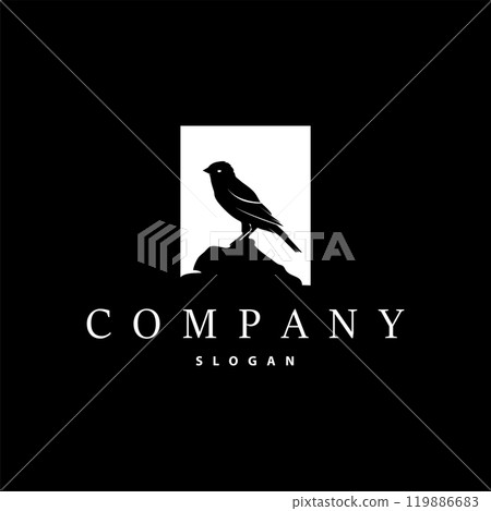 Black silhouette bird logo concept design simple vintage bird lover illustration template 119886683