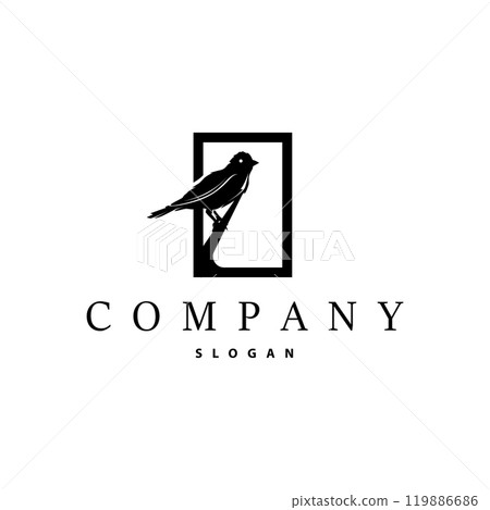 Black silhouette bird logo concept design simple vintage bird lover illustration template 119886686