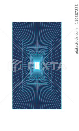 Perspective 3d mesh vortex, cyber tech geometric net pattern shape illustration, futuristic abstract mesh element icon, cyberpunk trendy wire frame form object, y2k geometry grid structure graphic. 119887228