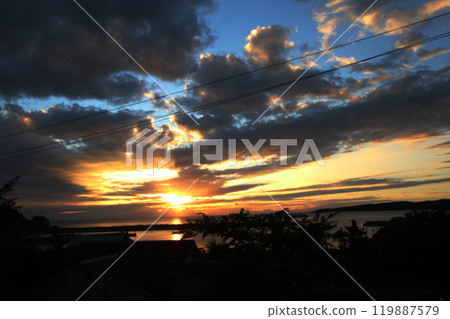 Autumn sunset seen from Ajishima Island 119887579