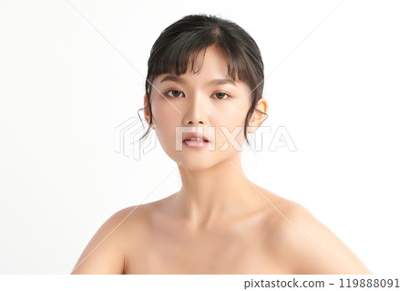 Beautiful young asian woman with clean fresh skin on white background, Face care, Facial treatment, Cosmetology, beauty and spa, Asian women portrait. 119888091