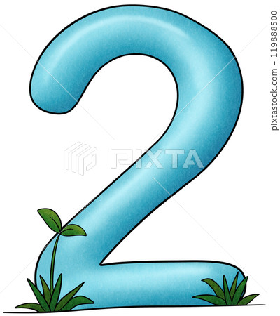 Blue number 2 with small trees 119888500