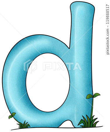 The blue alphabet d has small trees 119888517