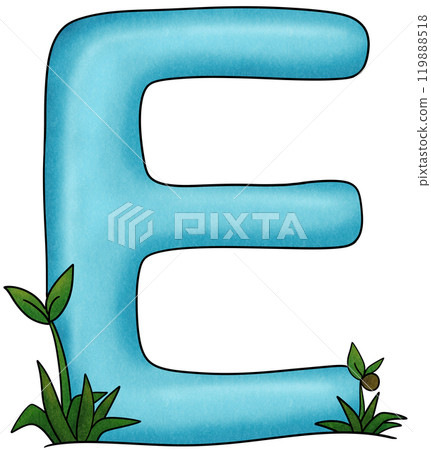 The blue alphabet E has small trees 119888518