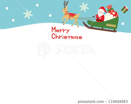 Santa and reindeer Christmas illustration card (with text) 119888863