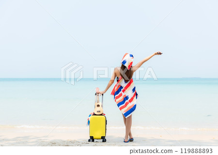 Summer vacations. Lifestyle woman relax and chill on beach background. Summer vacations. Lifestyle woman relax and chill on beach background. 119888893
