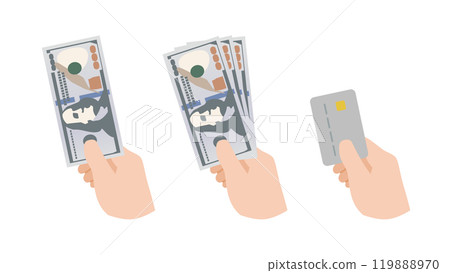 使用新的 100 美元帳單付款並使用信用卡設置 119888970