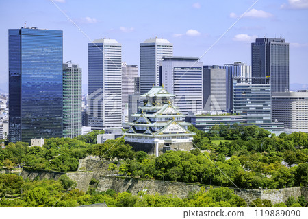 Osaka Castle tower and skyscrapers (Osaka City, Osaka Prefecture) 119889090