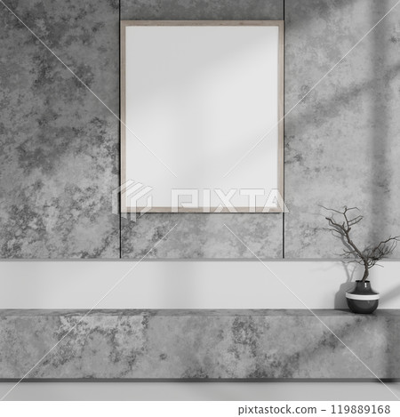 A modern picture frame mockup on a modern loft cement wall in a modern room. 119889168