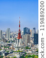 市中心景觀：東京塔樓和摩天大樓創造的美麗風景（垂直） 119889200
