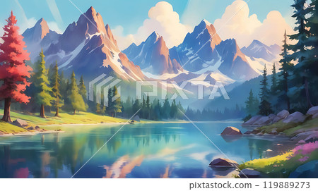 Nature background, watercolor style 119889273