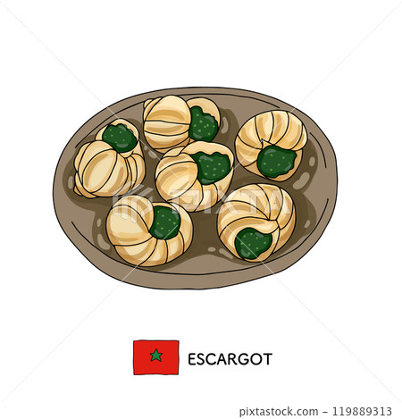 摩洛哥食品蝸牛手繪插畫集 119889313