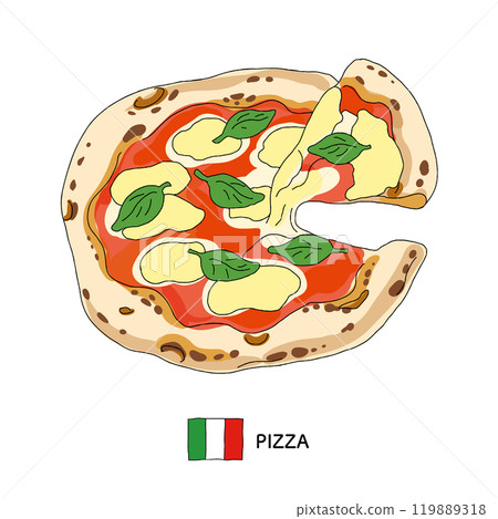 義大利美食披薩手繪插畫 119889318