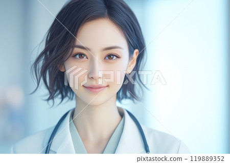 Image of a beautiful woman/doctor in a white coat "AI generated image" 119889352