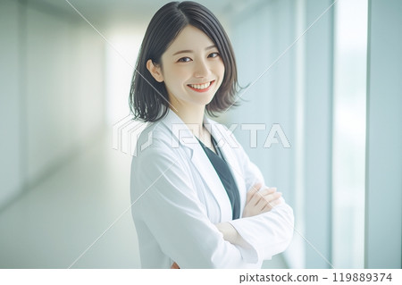 穿著白大褂的美女/醫生的圖像“AI生成圖像” 119889374