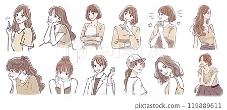 Illustration material of women and girls Illustration material of women and girls 119889611