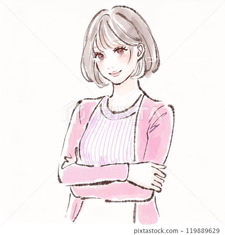 婦女和女孩插畫素材 119889629