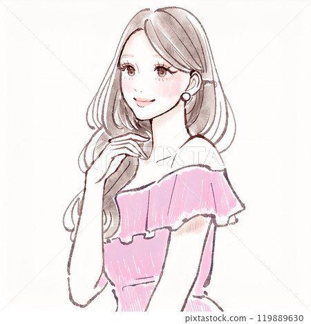 婦女和女孩插畫素材 119889630