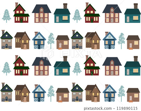 Seamless pattern of buildings (without outline) A-8' 119890115
