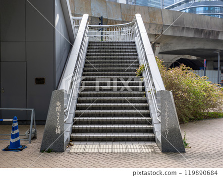 大手町側日本橋川上的人行橋「龍冠櫻花橋」(東京都千代田區) 大手町側日本橋川上的人行橋「龍冠櫻花橋」(東京都千代田區) 119890684