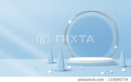 Podium shape for show cosmetic product display for christmas day or new years. Stand product showcase on red background with lighting christmas. vector design. Podium shape for show cosmetic product display for christmas day or new years. Stand product showcase on red background with lighting christmas. vector design. 119890739