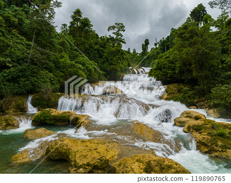 Aerial view of Aliwagwag Falls. Cateel, Davao Oriental. Philippines. 119890765