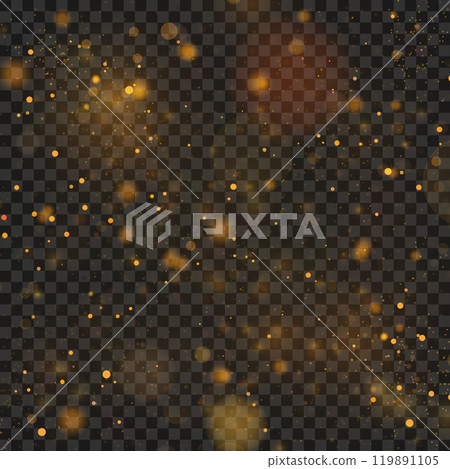 Golden Sparkling Light Effects on Transparent Background for Stock Use Vector 119891105