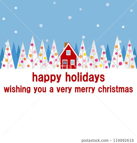 Happy Holidays Christmas Snow Scene 119892618