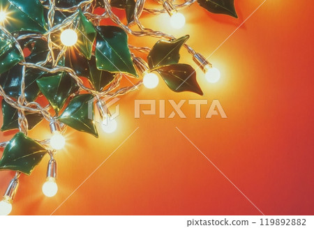 Christmas garlands on a scarlet background. 119892882