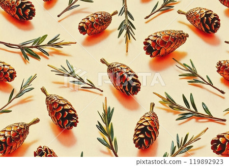 Golden cones on a beige background. 119892923