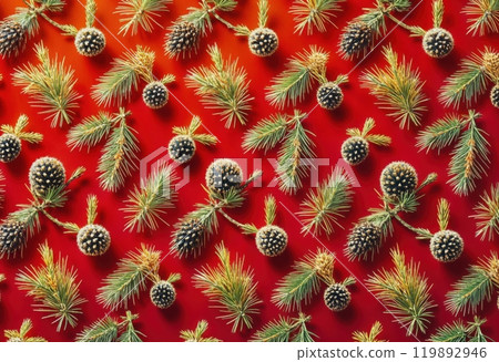 Christmas decor on a scarlet background. 119892946