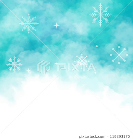 Watercolor blue and snowflake winter background frame material Vector illustration No text Square Hand-drawn Margin 119893170
